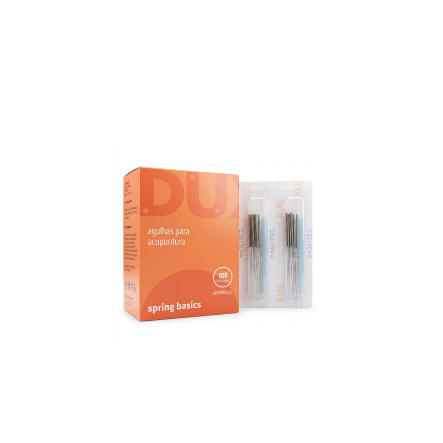 Spring Basics – Agulhas para Acupuntura com 100 unidades (blisters de 10 un e 1 mandril)